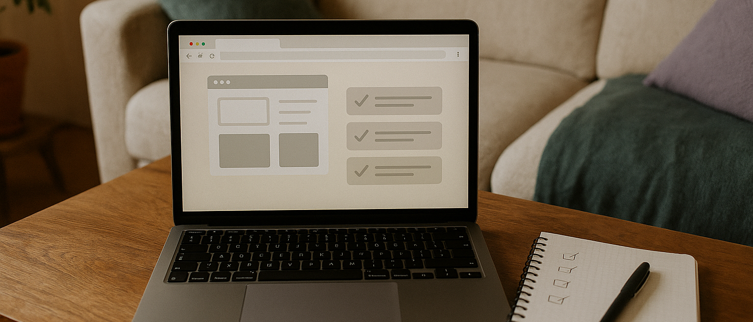 Audyt WCAG – laptop z listą kontrolną dostępności