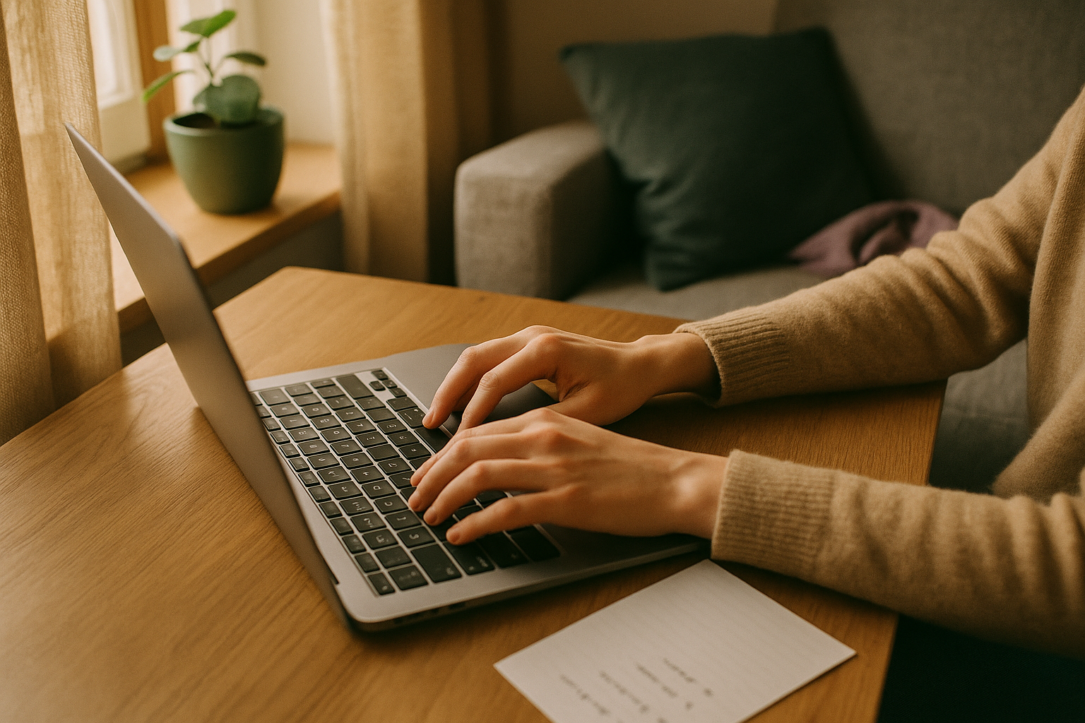 Pisanie deklaracji dostępności – notatki i laptop